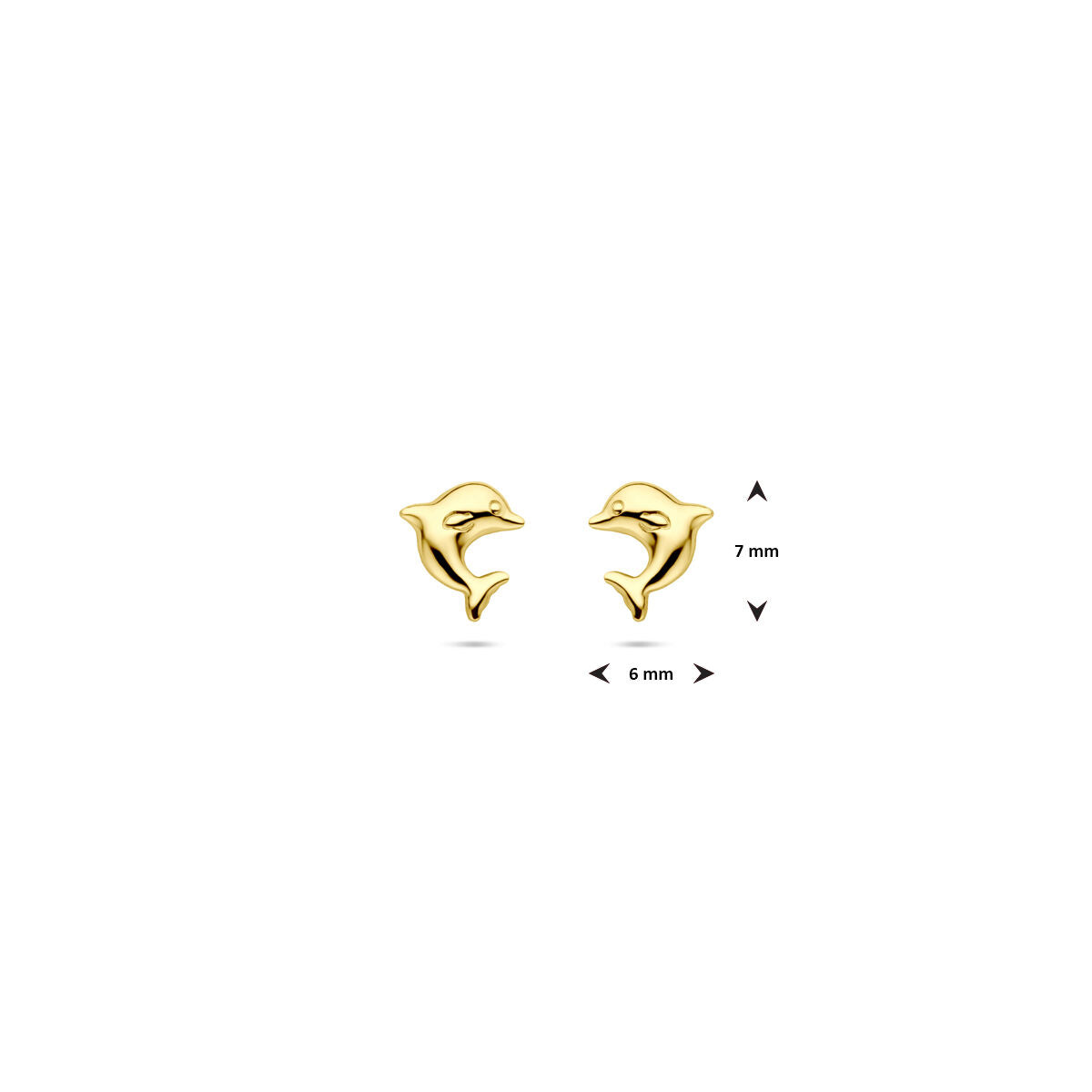 pendientes de botón delfín 7 mm 14K oro amarillo