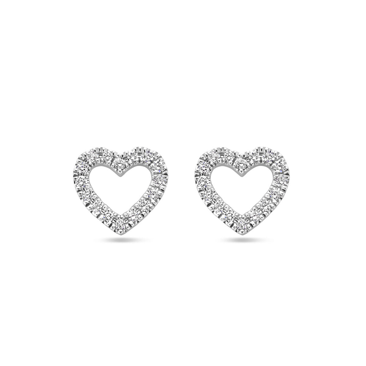 pendientes de botón corazón diamante 0.11ct (2x 0.055ct) h si 7 mm 14K oro blanco