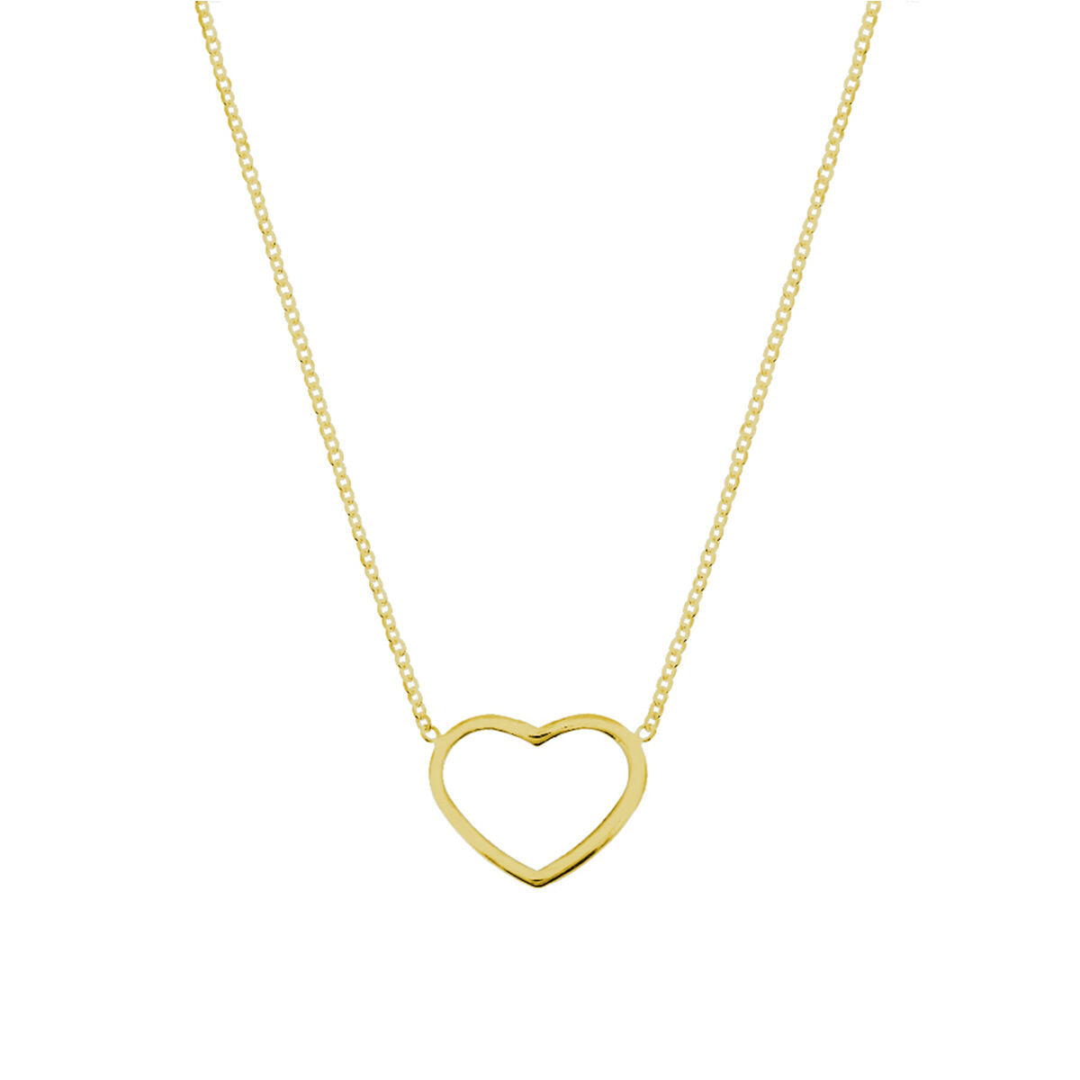 Collar de corazón dorado de 3 micrones con cadena fina y alargada.