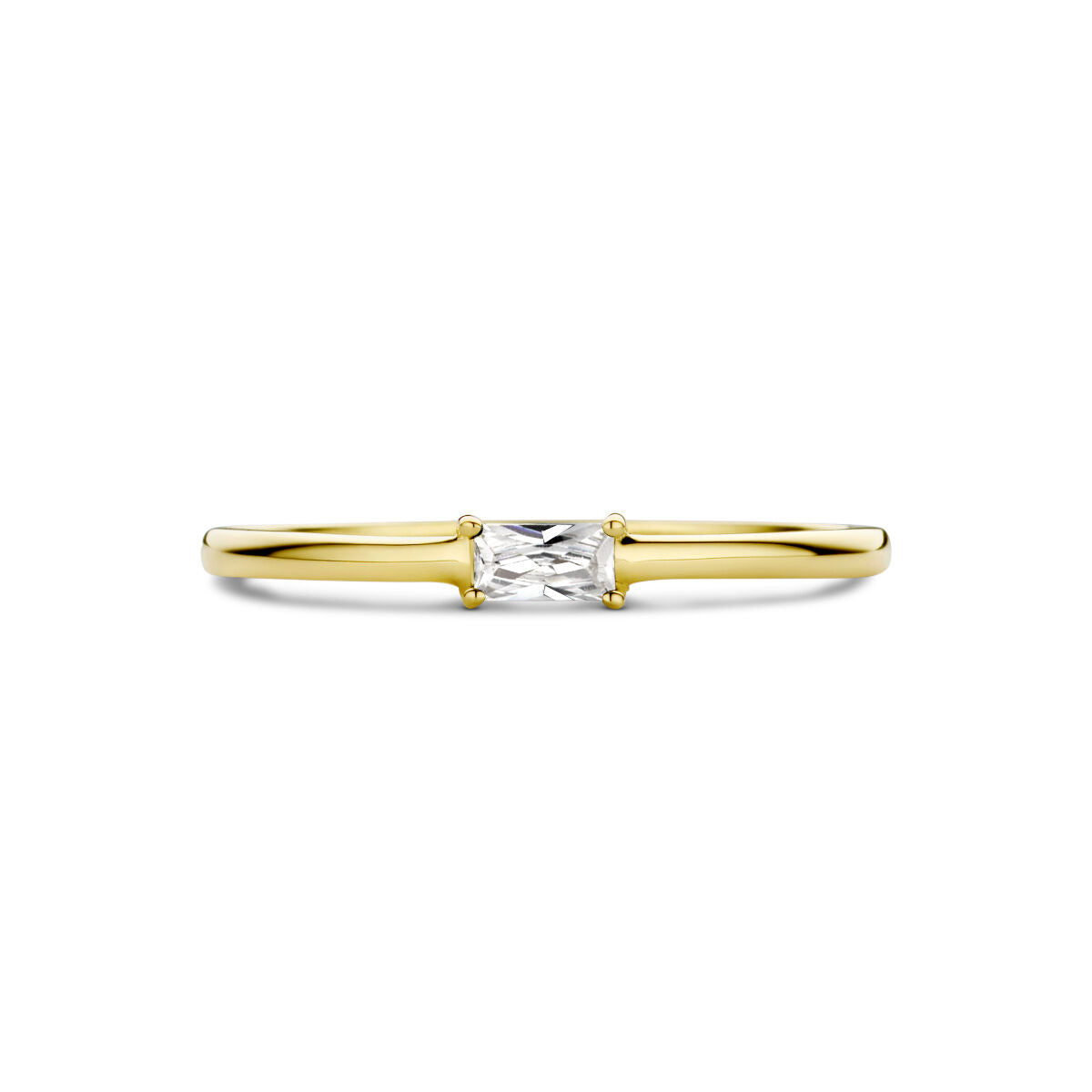 anillo con piedra de nacimiento circonita abril 14K oro amarillo