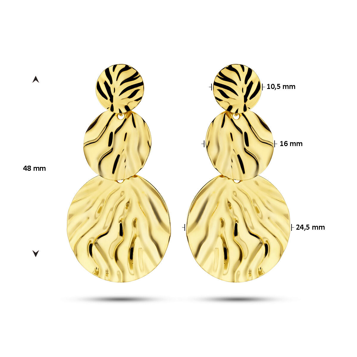 pendientes de relieve 1 micrón plata chapado en oro amarillo