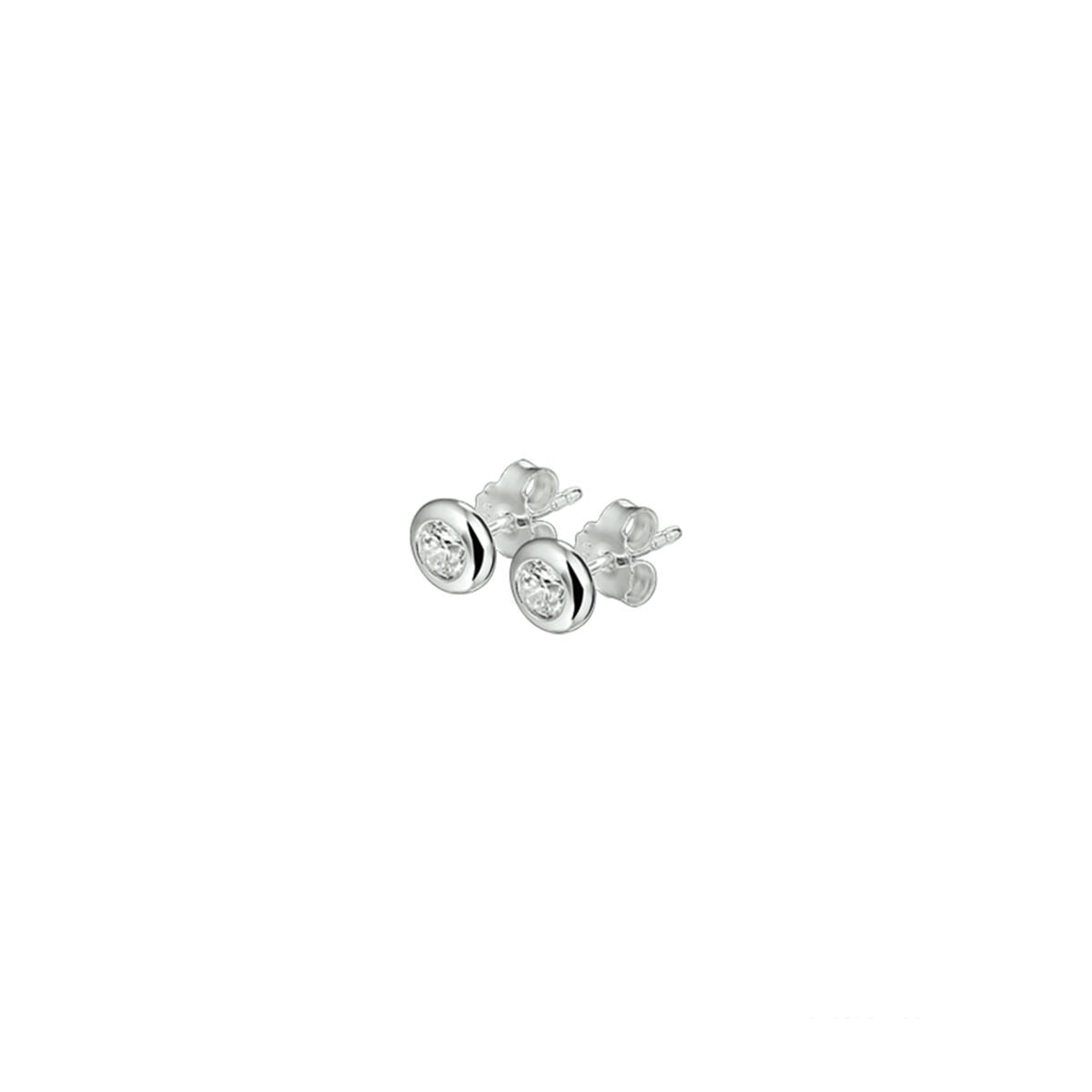 Pendientes de primera puesta de plata rodiada con circonitas brillantes.