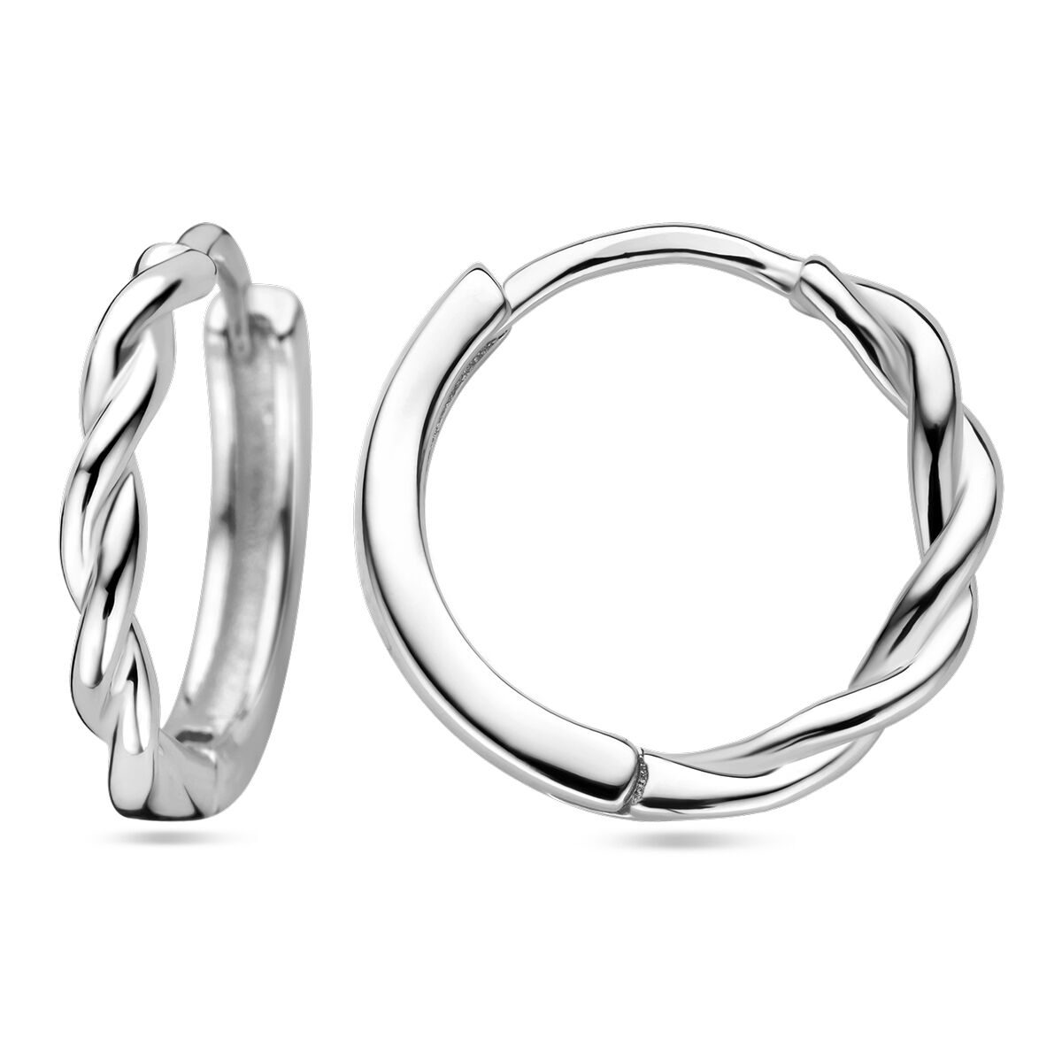 aros de tubo retorcido de plata rodiada