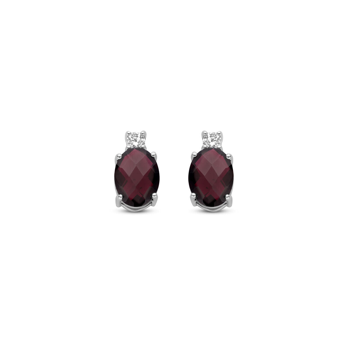 Pendientes de grana y circonitas de 10,5 mm en plata rodiada.