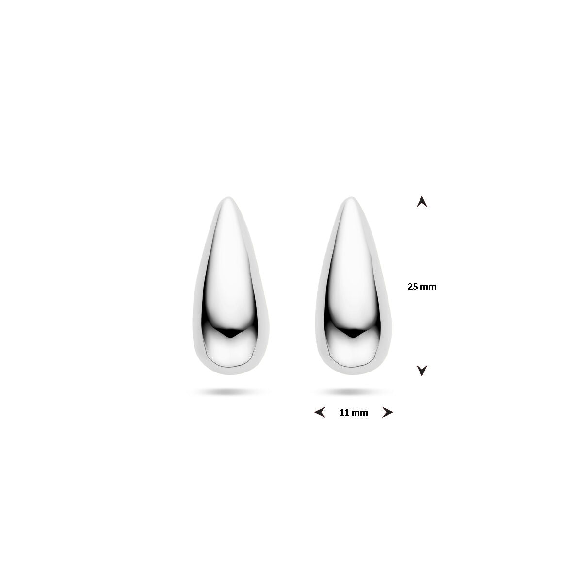 pendientes de botón gota 25 mm plata rodiado