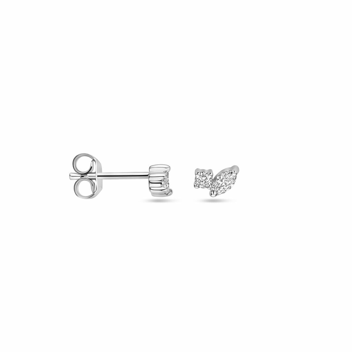 pendientes diamante 0.24ct (2x 0.12ct) h si 4 mm 14K oro blanco
