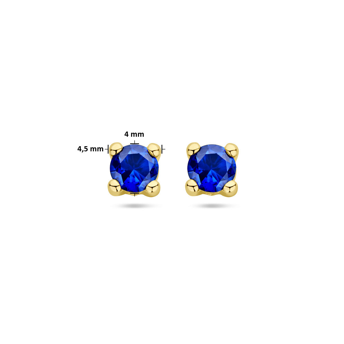 pendientes de botón sintético zafiro 14K oro amarillo