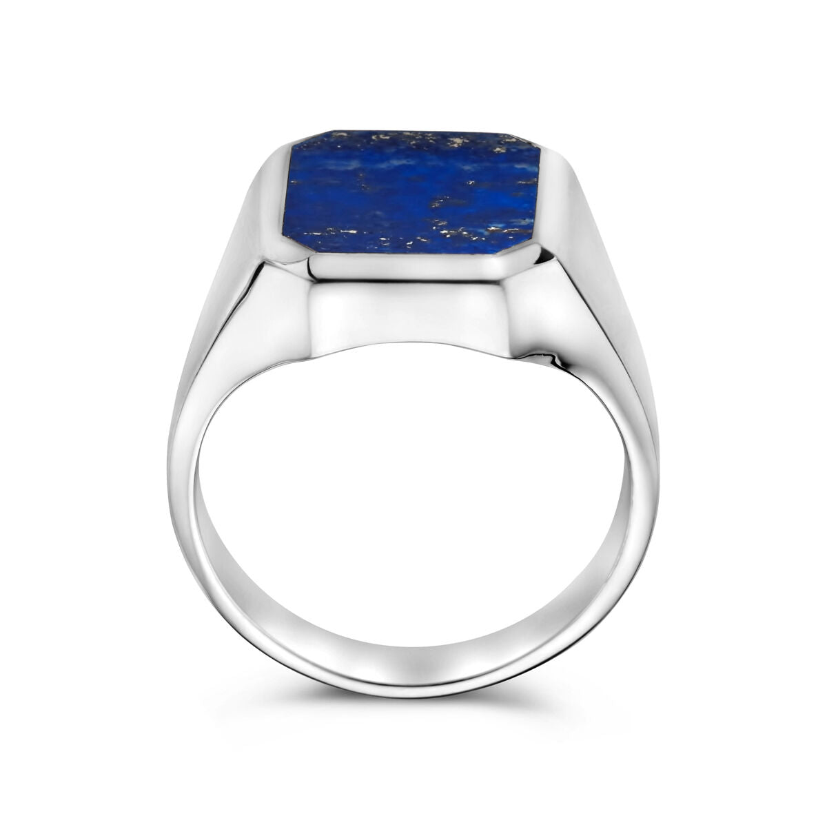 anillo de sello macizo lapislázuli 13 x 11mm plata rodiada