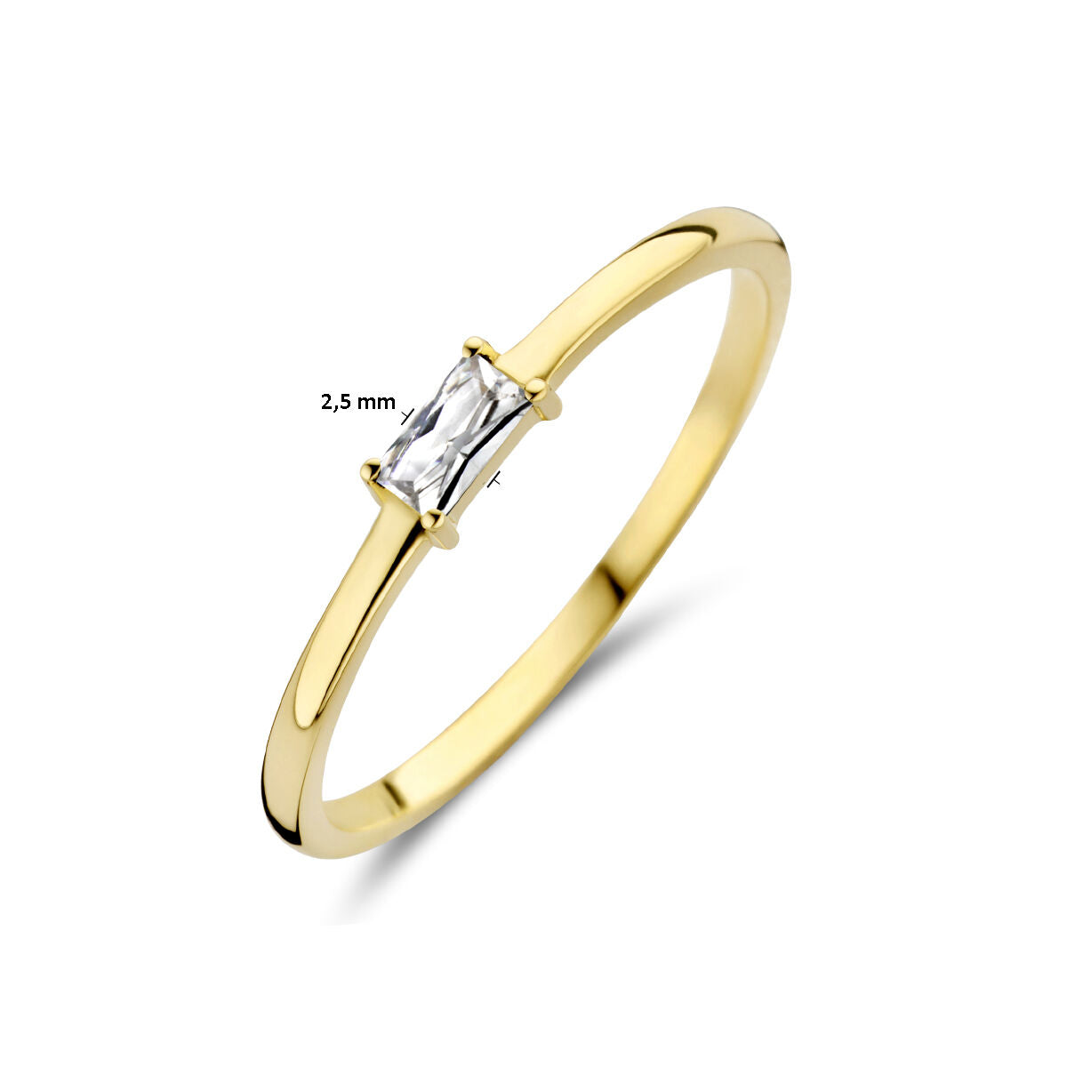 anillo con piedra de nacimiento circonita abril 14K oro amarillo