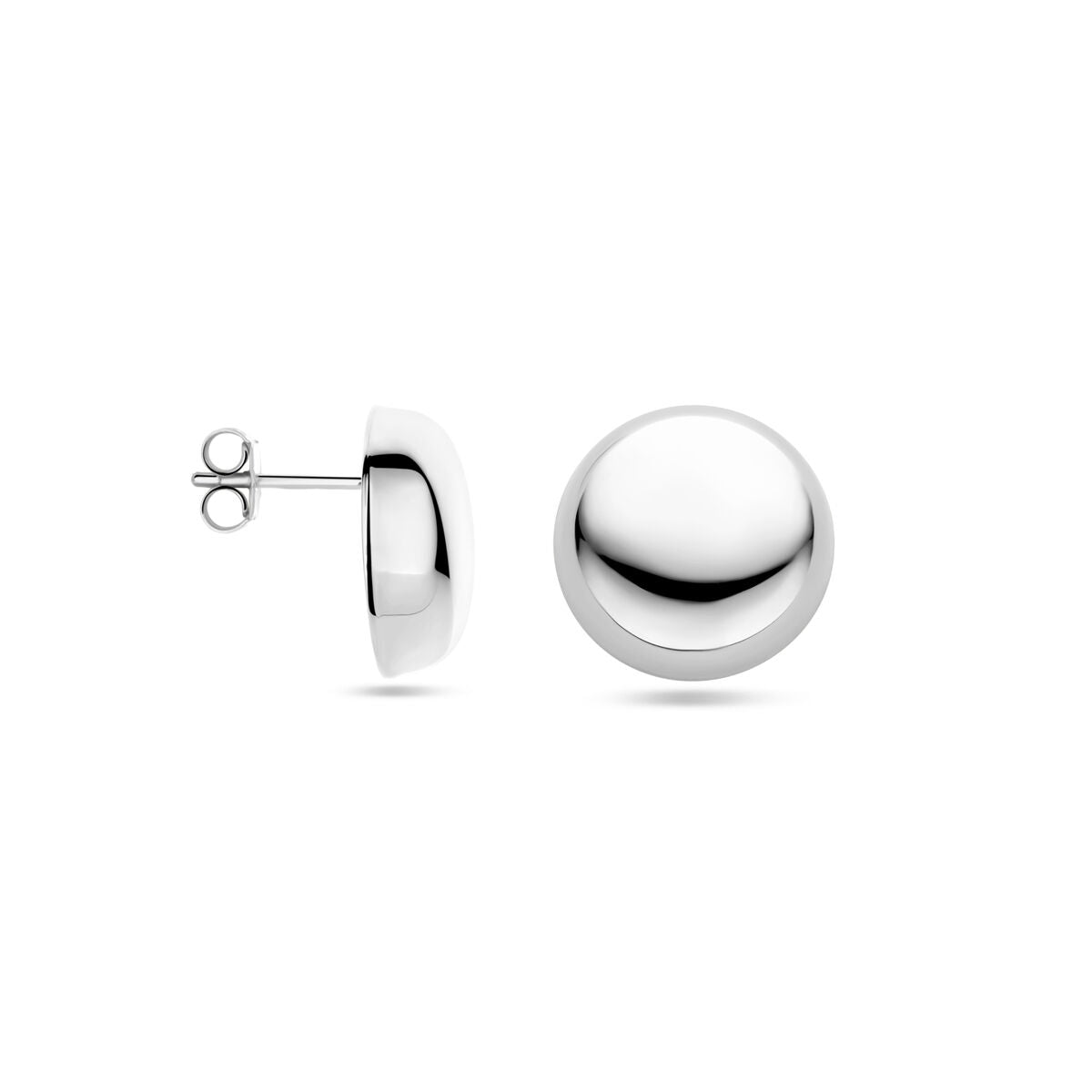 pendientes de botón plata rodiada