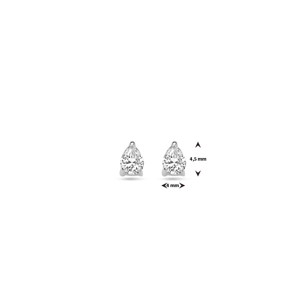 pendientes de botón circonita 4,5 mm plata rodiado
