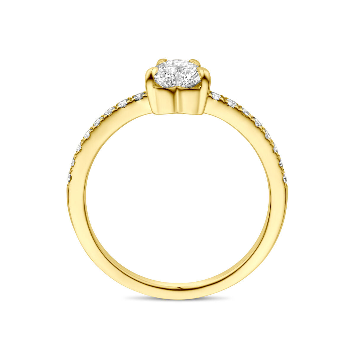 anillo diamante cultivado en laboratorio 0.665ct h si oro amarillo 14K