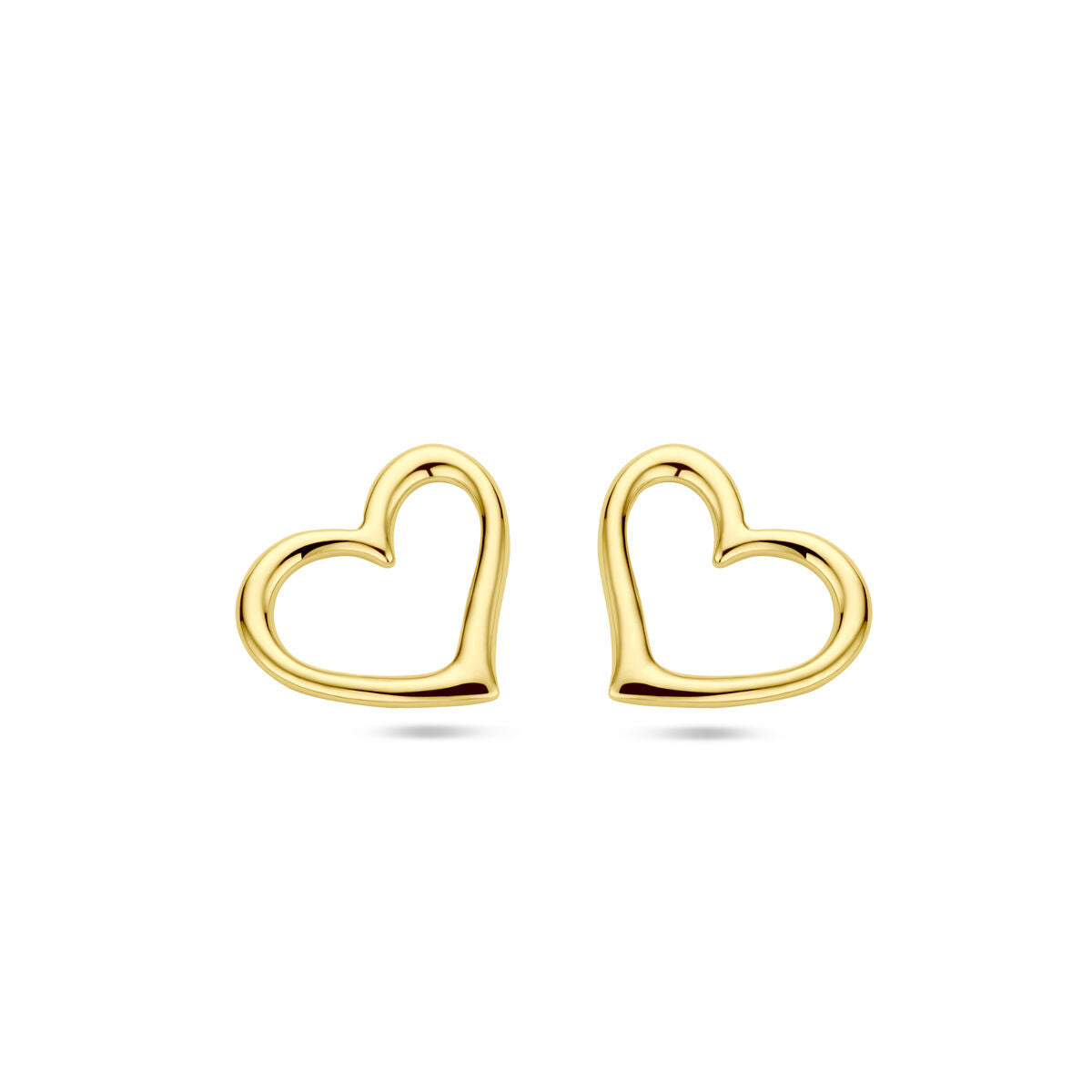 pendientes de botón corazón 1 micrón plata chapado en oro amarillo