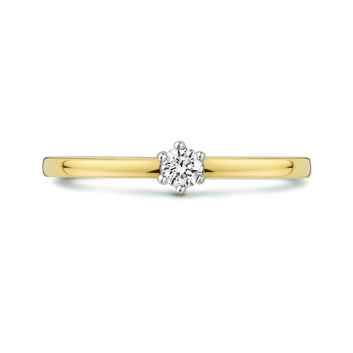 anillo diamante 0.10ct h si 14K oro bicolor amarillo/blanco