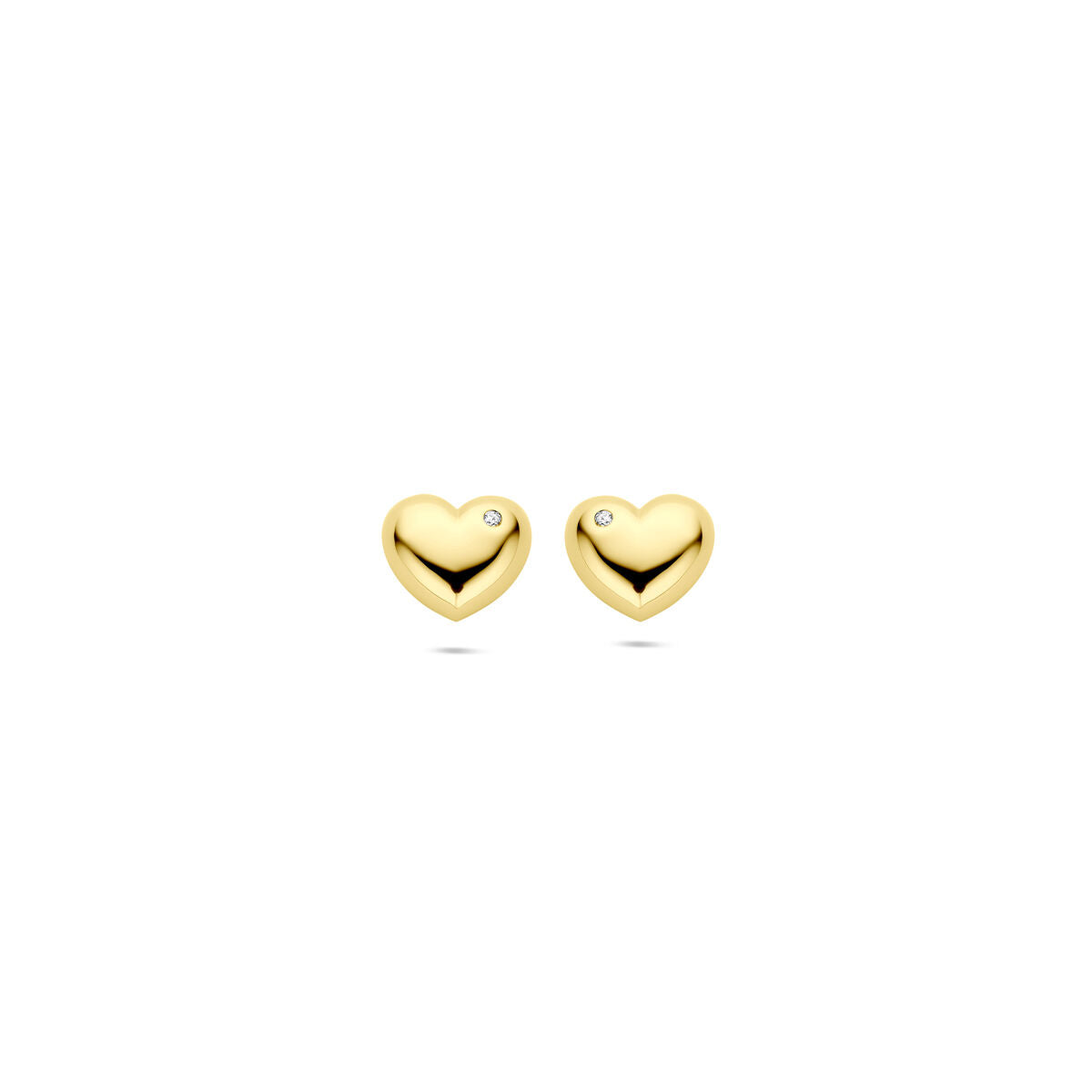 pendientes de botón corazón zirconia 9,5 mm 1 micrón plata chapado en oro amarillo