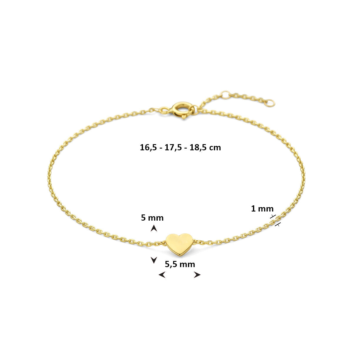 pulsera chapada en oro con corazón