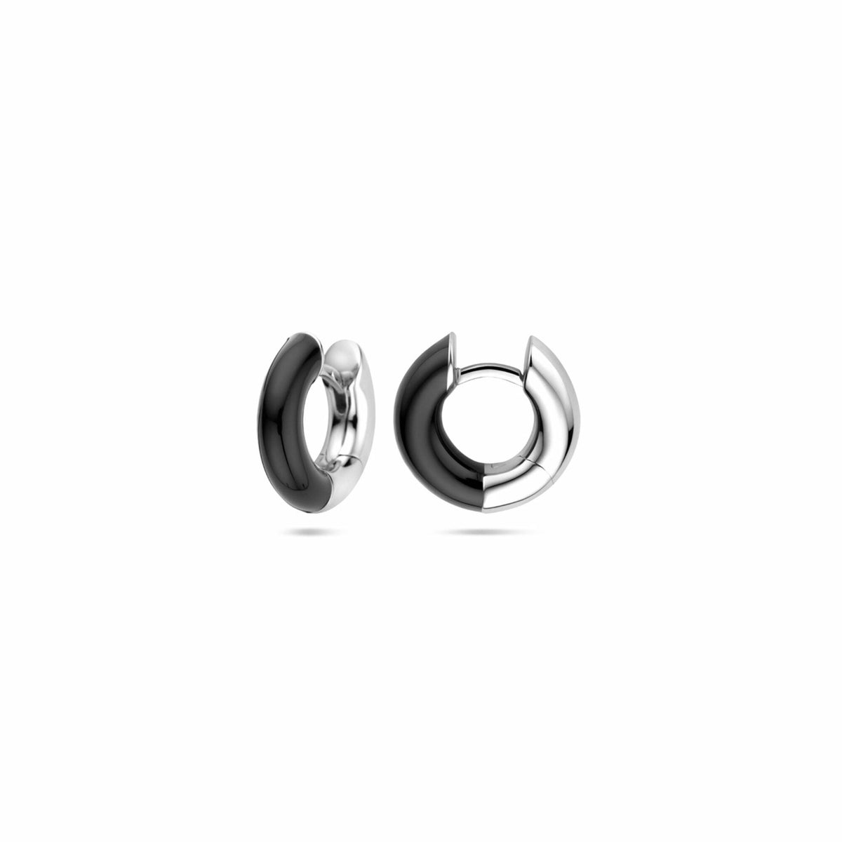 aros de esmalte negro 4 mm plata rodiada