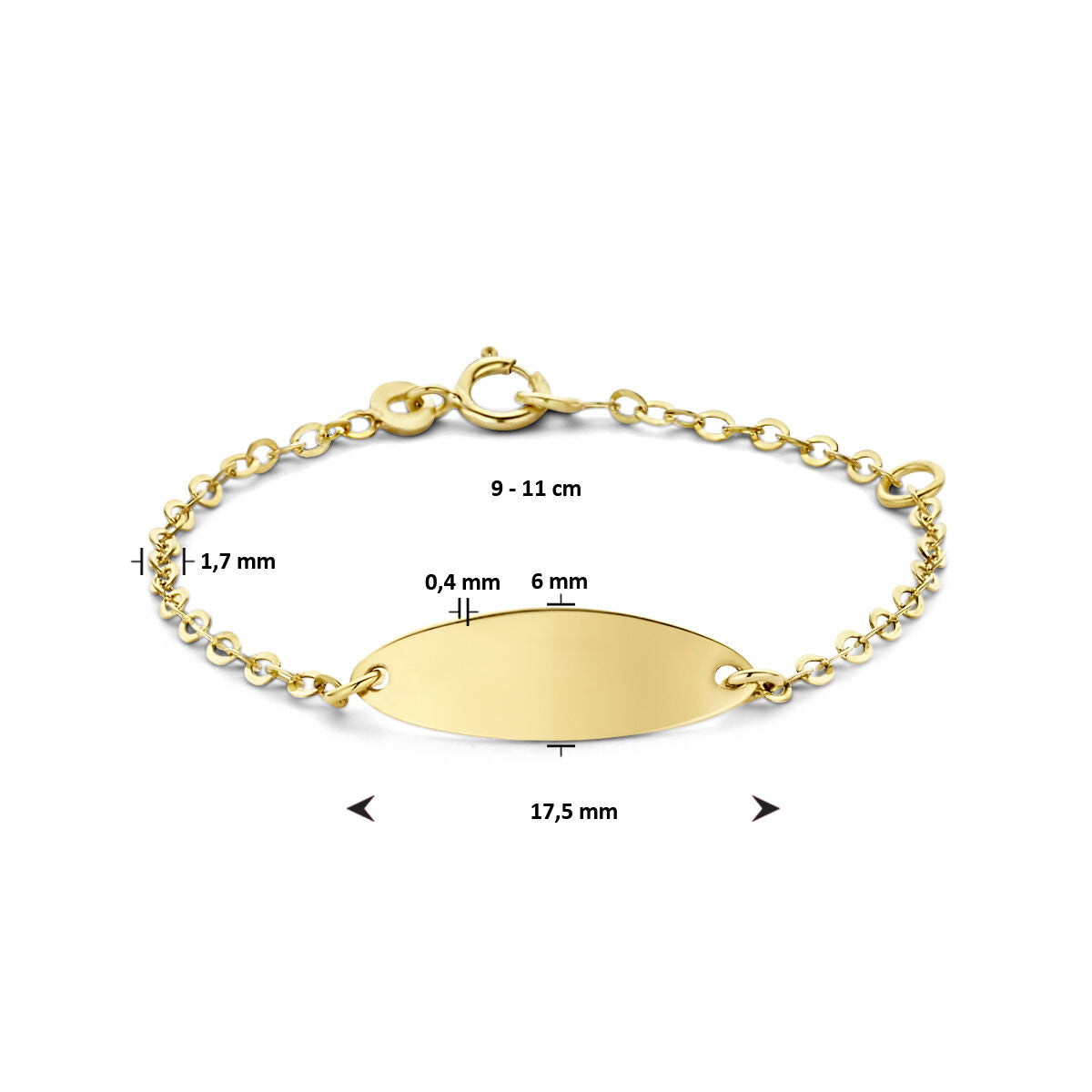 pulsera de grabado placa 6,0 mm 9 quilates