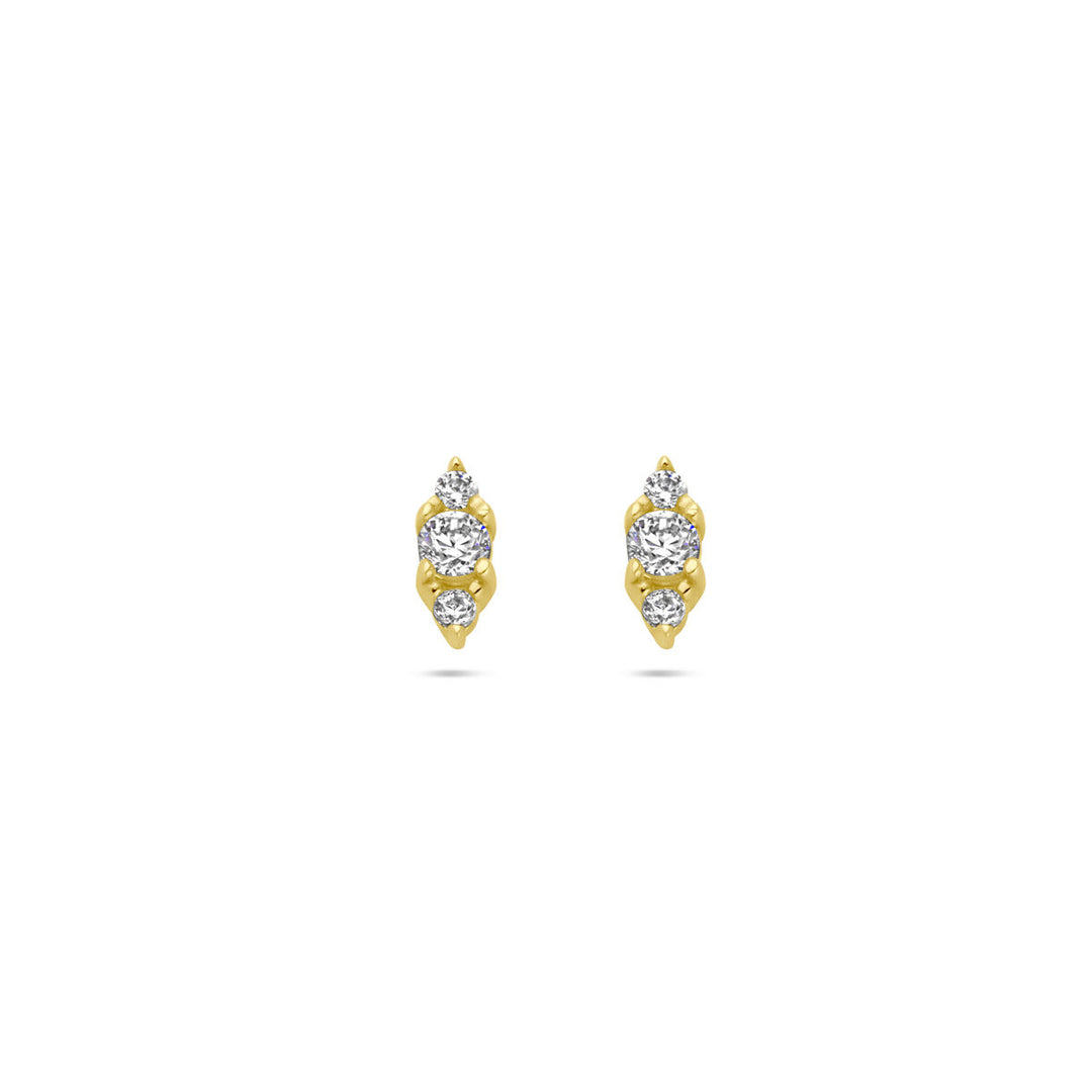 oorknoppen zirkonia 14K geelgoud