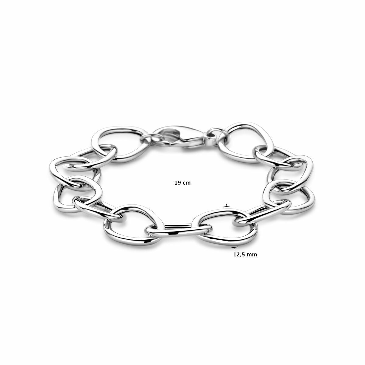 pulsera 12,5 mm 19 cm plata rodiada