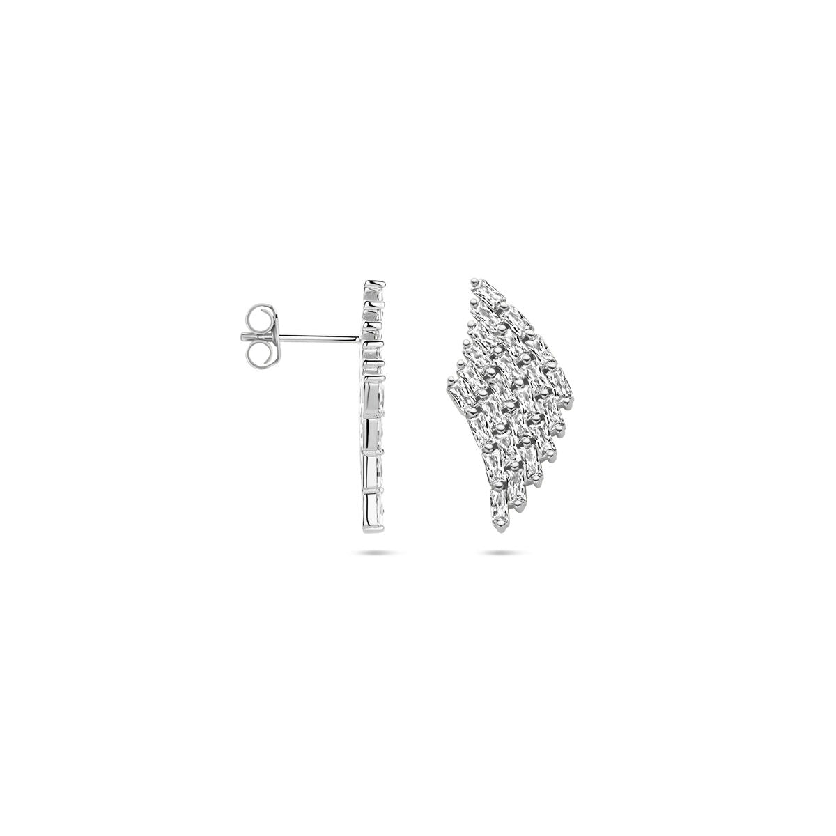 pendientes de botón zirconia 23 mm plata rodiada