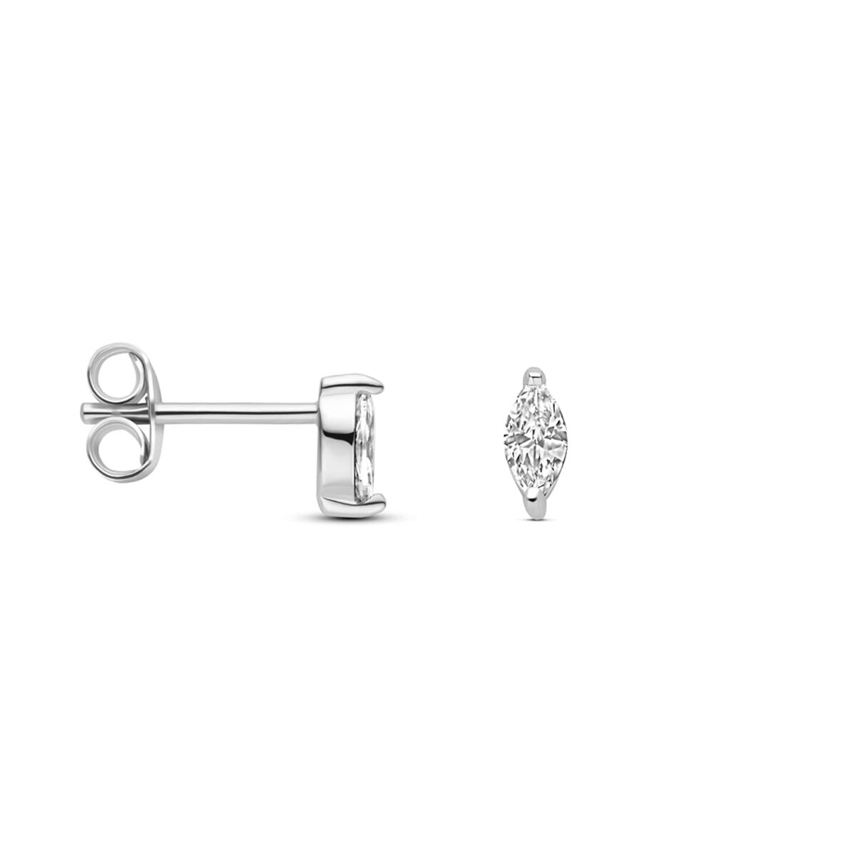 pendientes de botón circonita 6 mm plata rodiada