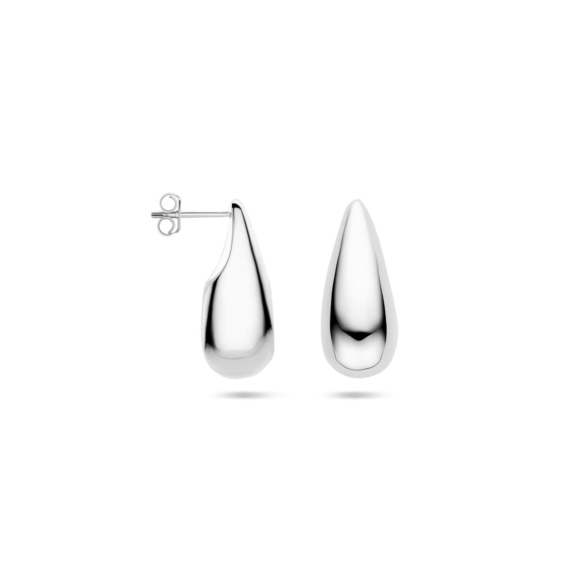 pendientes de botón gota 25 mm plata rodiado