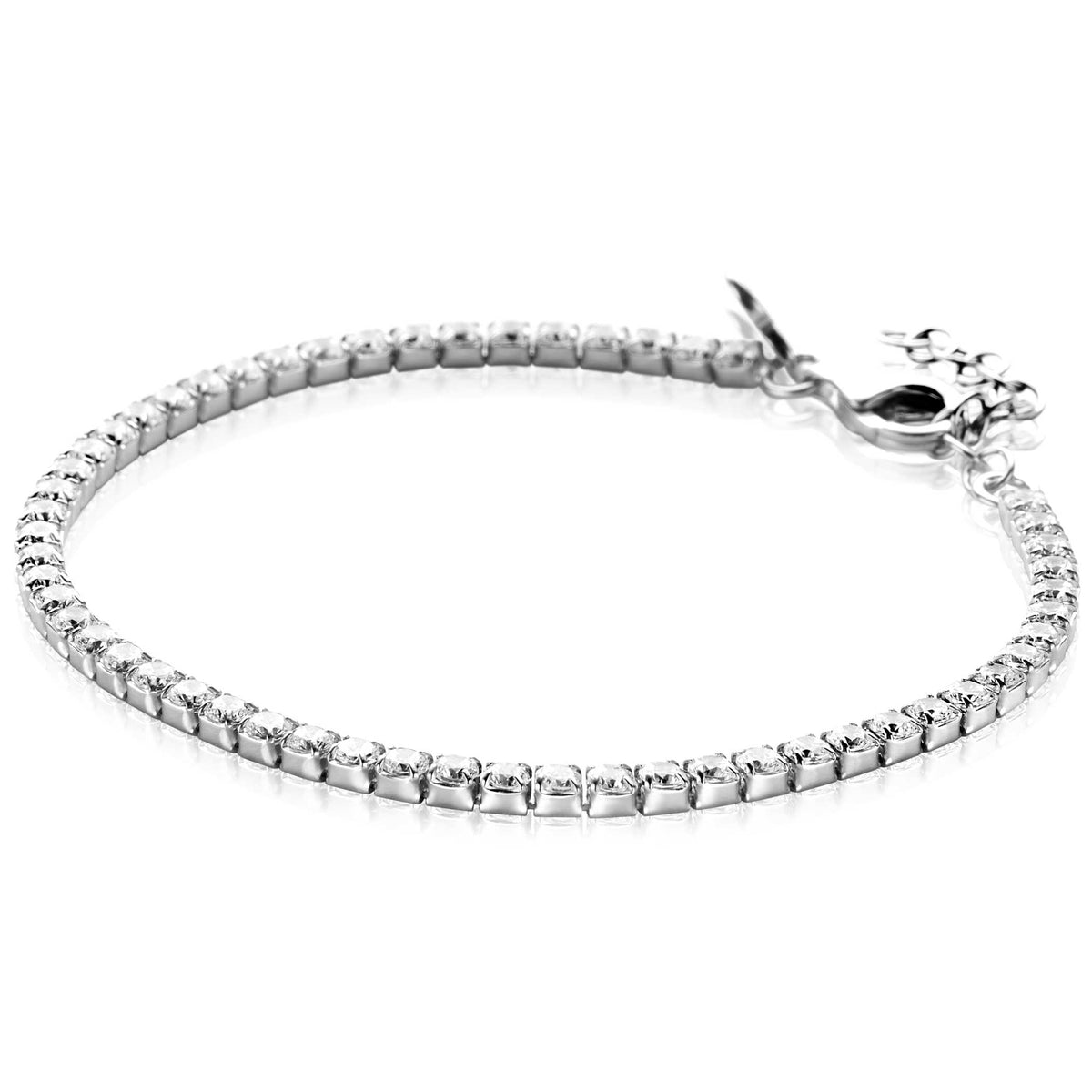 Pulsera de plata con diseño de eslabones y cierre de langosta, ajustable de 17 a 20 cm.