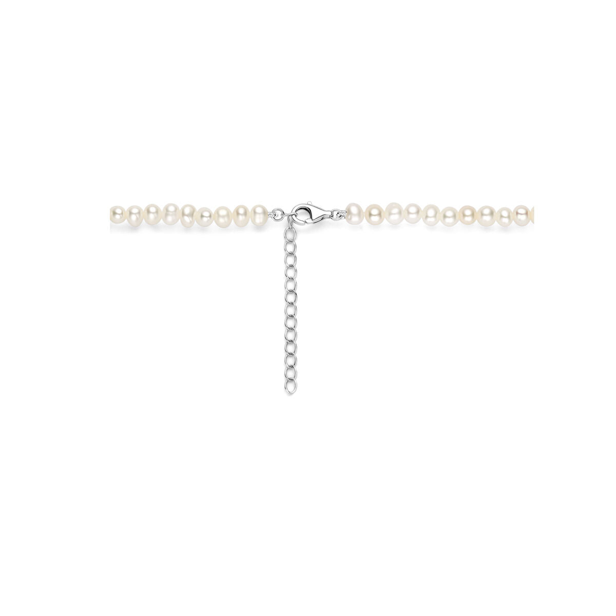 Collar de perlas de plata rodiada con detalles refinados