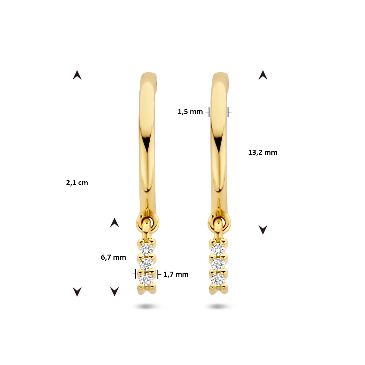 aros de diamante 0.05ct (2x0.025ct) h si oro amarillo 14K