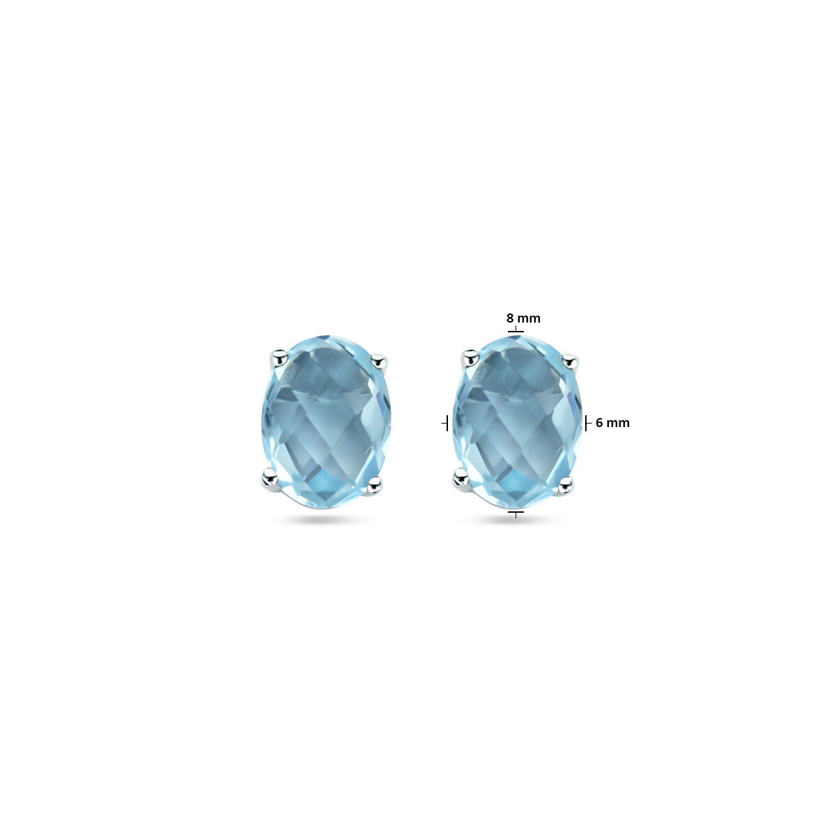 pendientes de botón topacio azul plata rodiado