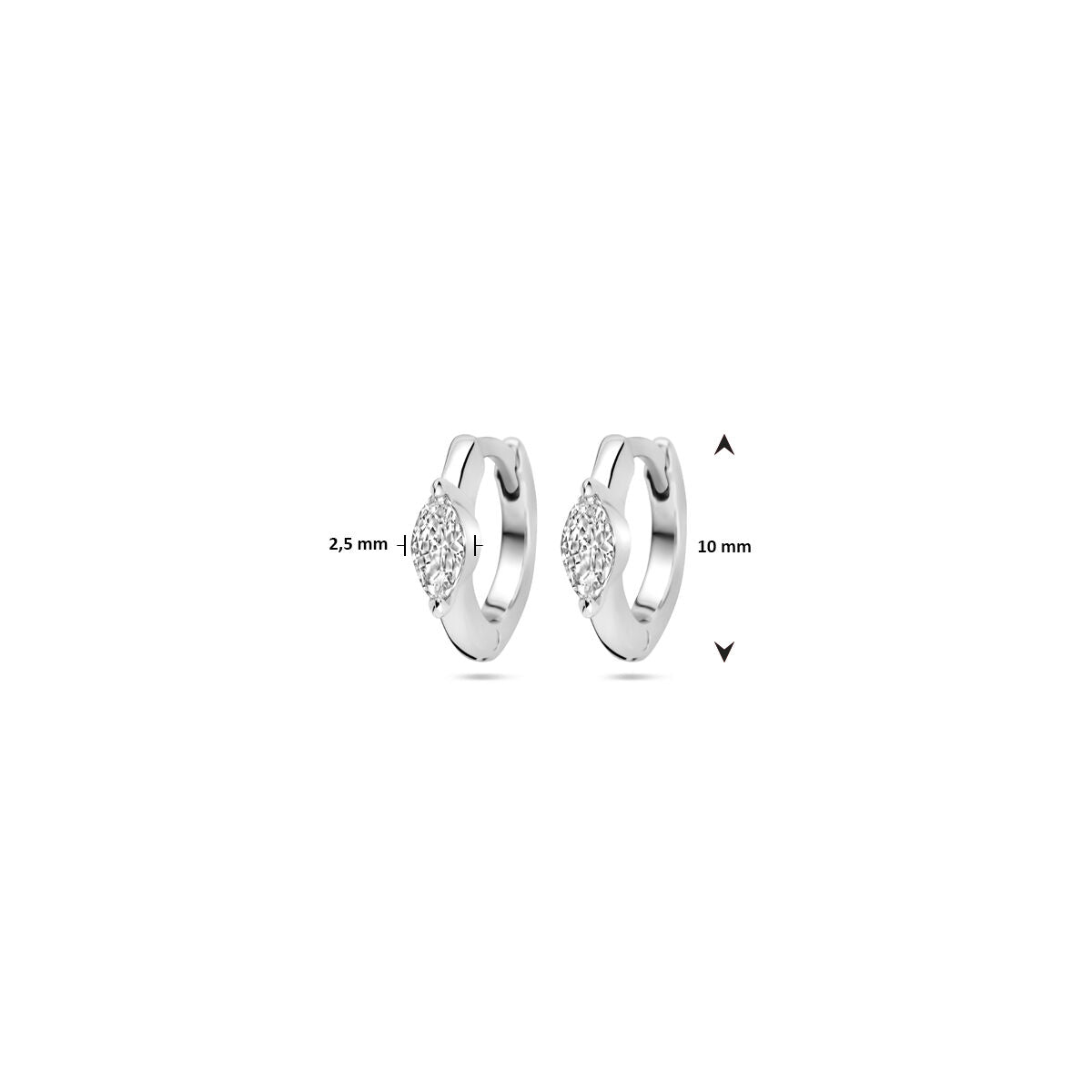 aros de circonita 10 mm plata rodiada