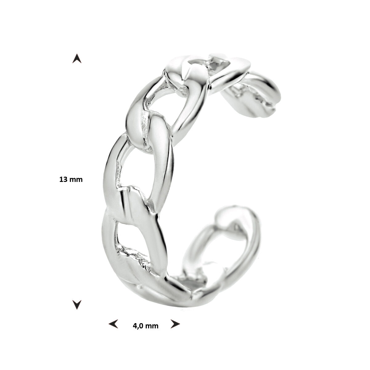 earcuff eslabón plata rodiada