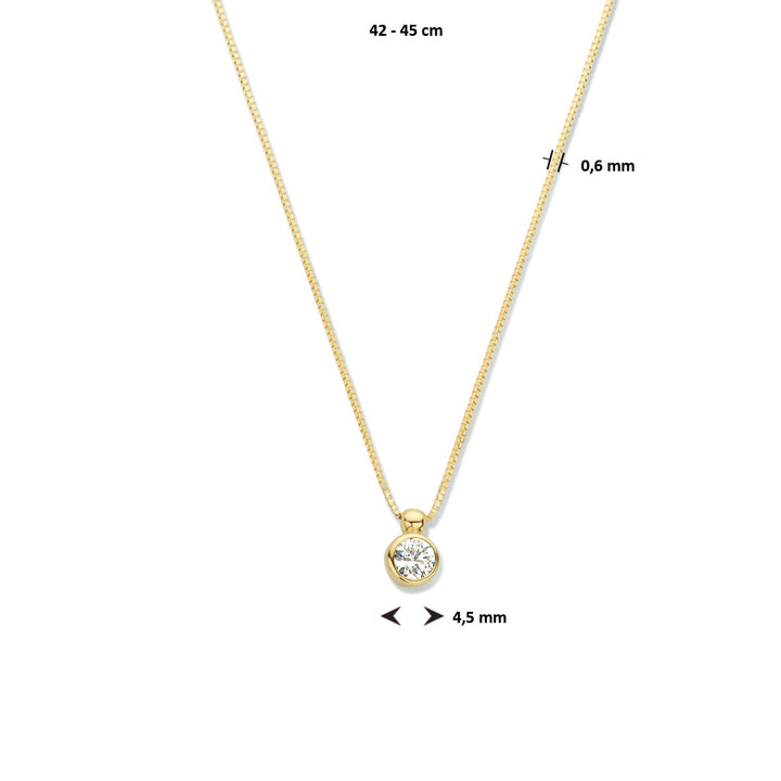 collier zirkonia 42 - 45 cm 14K geelgoud