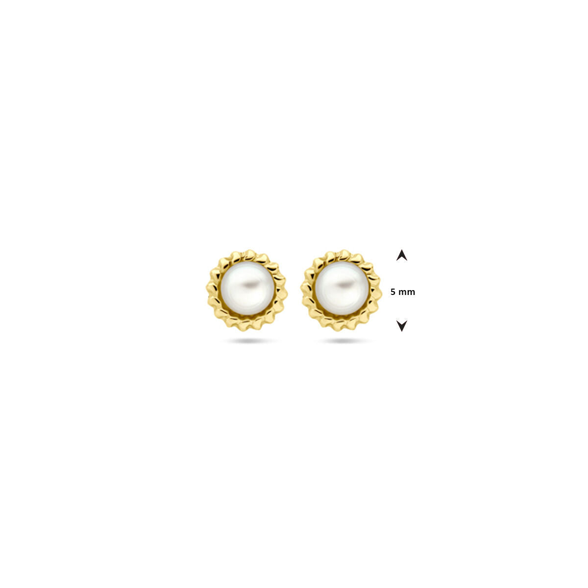 pendientes de botón perla 5,0 mm 14K oro amarillo