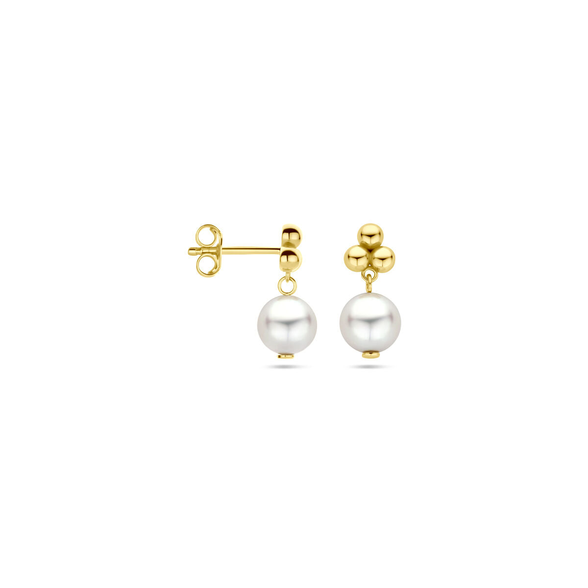 pendientes de botón perla 15 mm 14K oro amarillo
