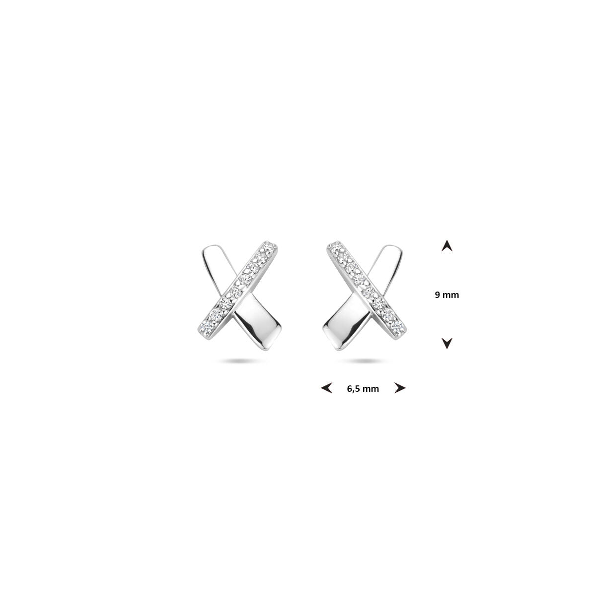 pendientes de botón circonita 9 mm plata rodiada
