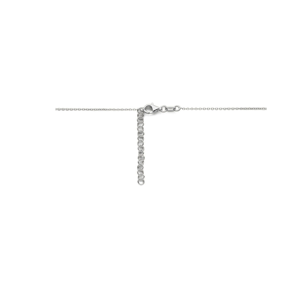 collier hartjes 41 + 4 cm zilver gerhodineerd