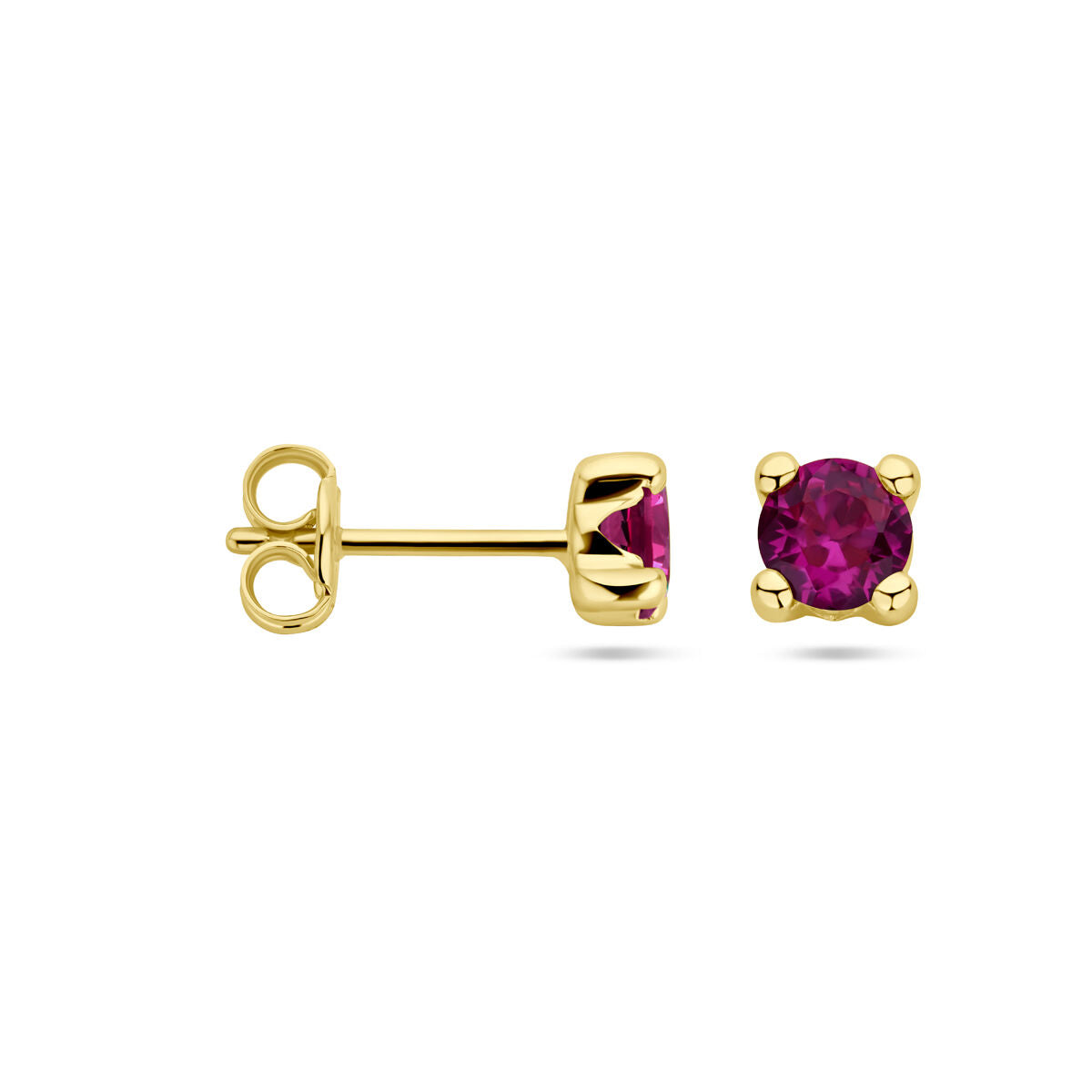 pendientes de botón sintético rubí oro amarillo 14K
