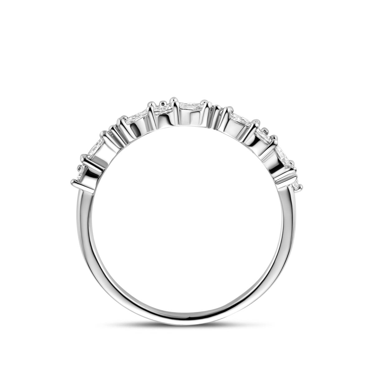 Anillo de plata de mujer con zirconia marquesa – 3.5 mm de ancho