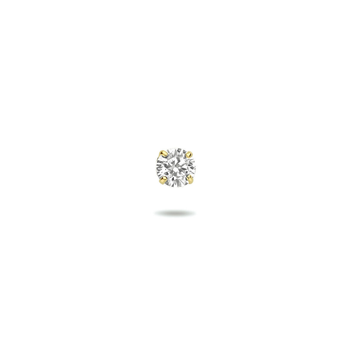 Pendiente de botón de zirconia en oro amarillo de 14 quilates.