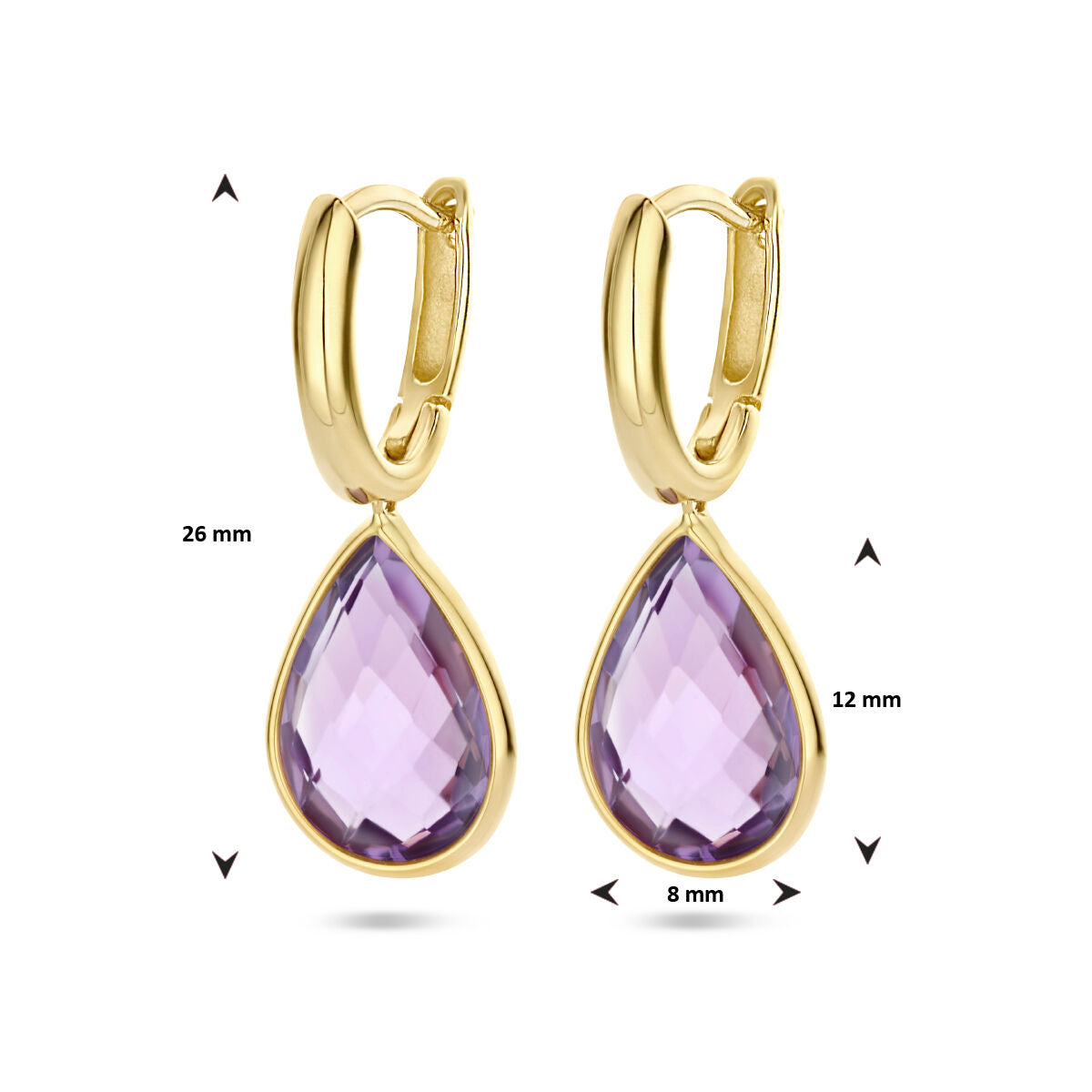 aros de amatista 14K oro amarillo