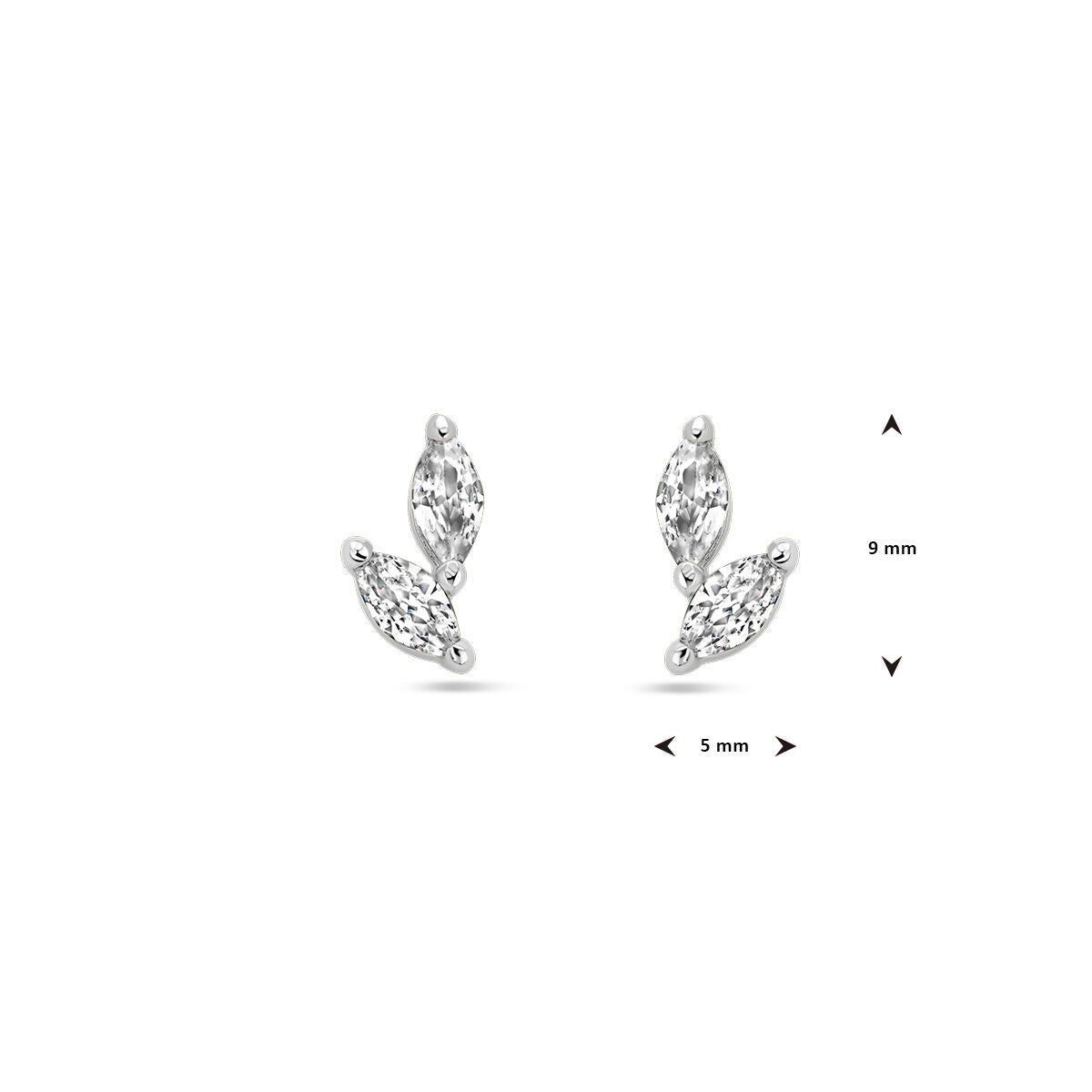 pendientes de botón de zirconia plata rodiada