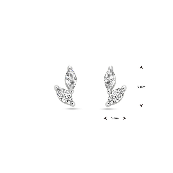 oorknoppen zirkonia zilver gerhodineerd