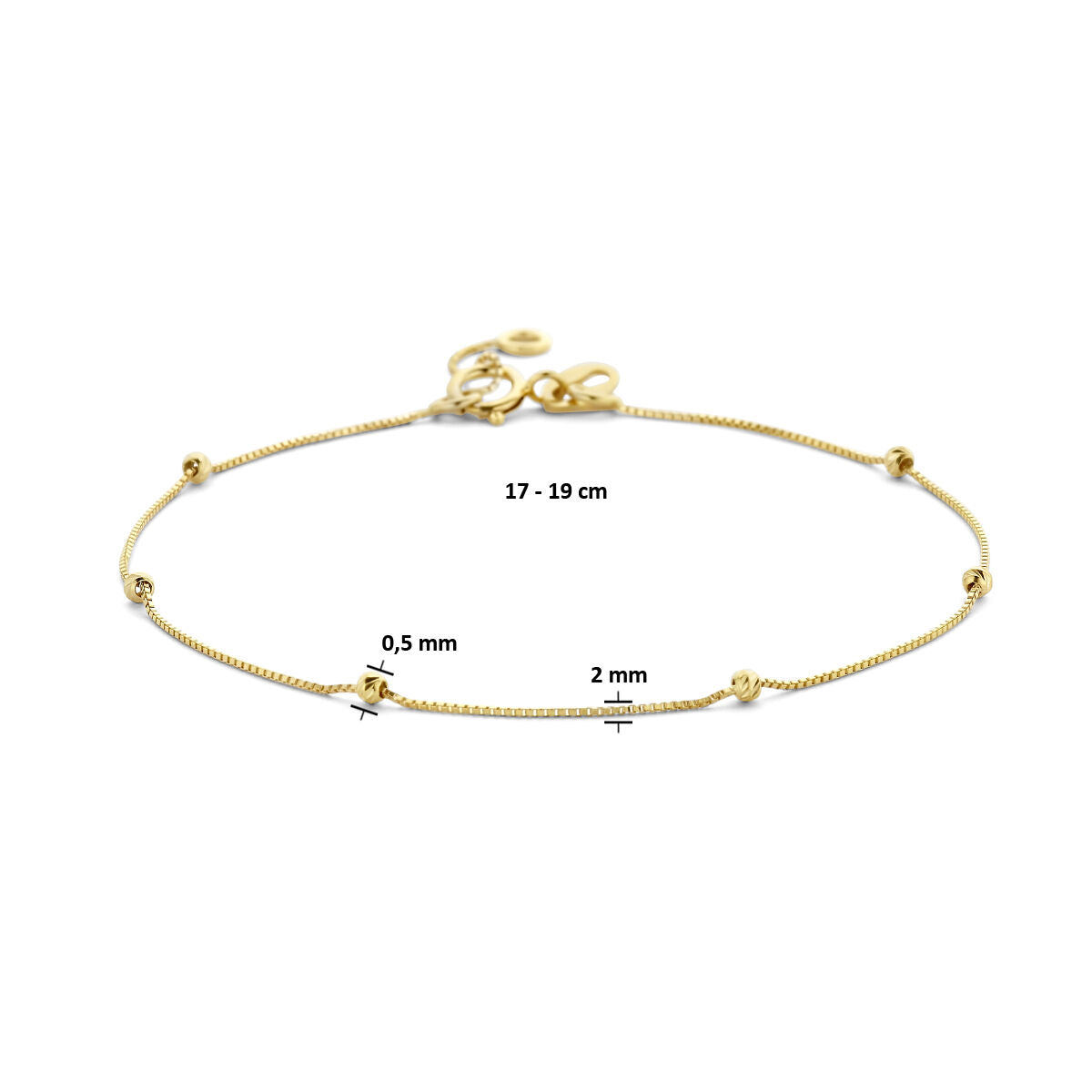 Pulsera de mujer de oro bolitas diamantadas 14K