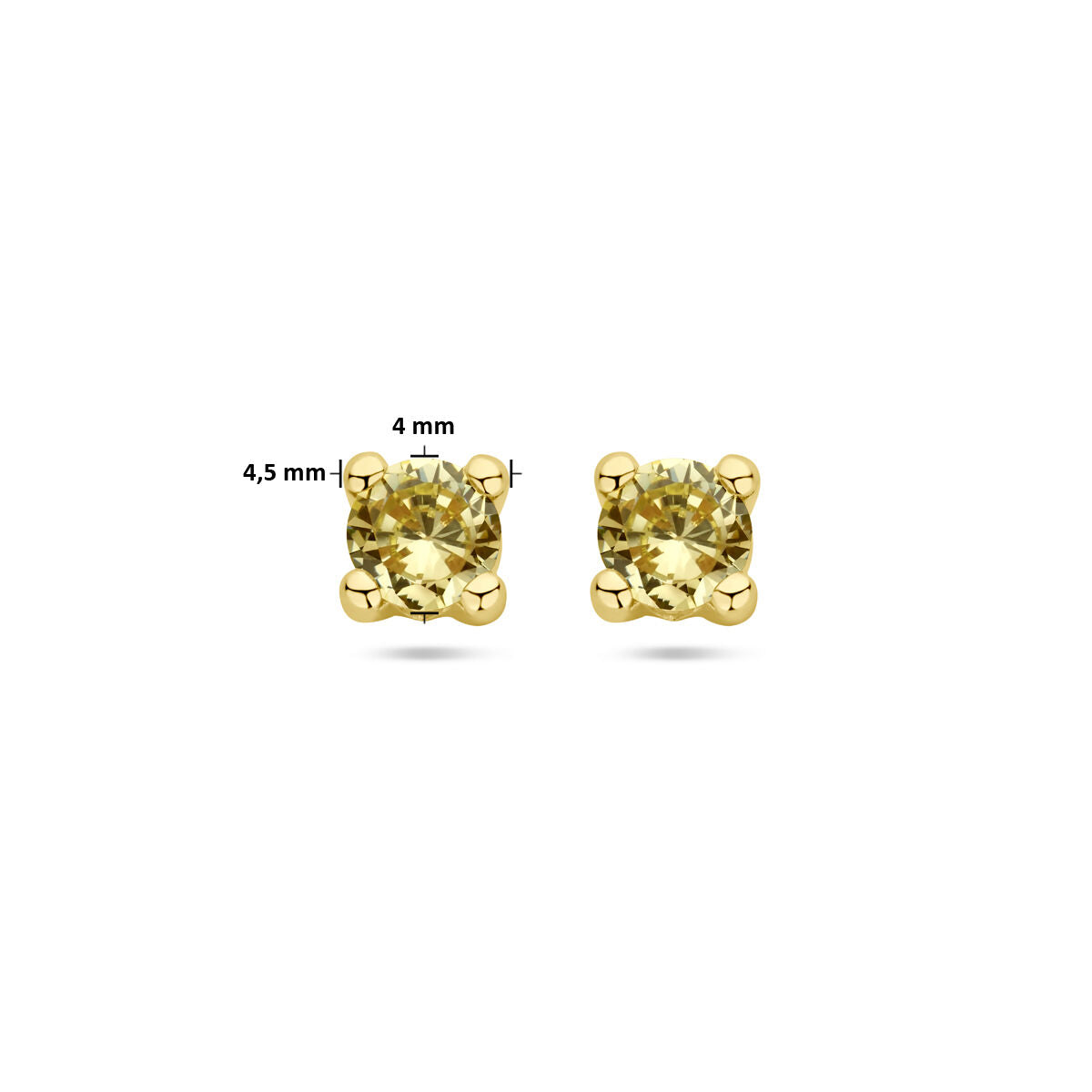 pendientes de botón sintético peridoto 14K oro amarillo