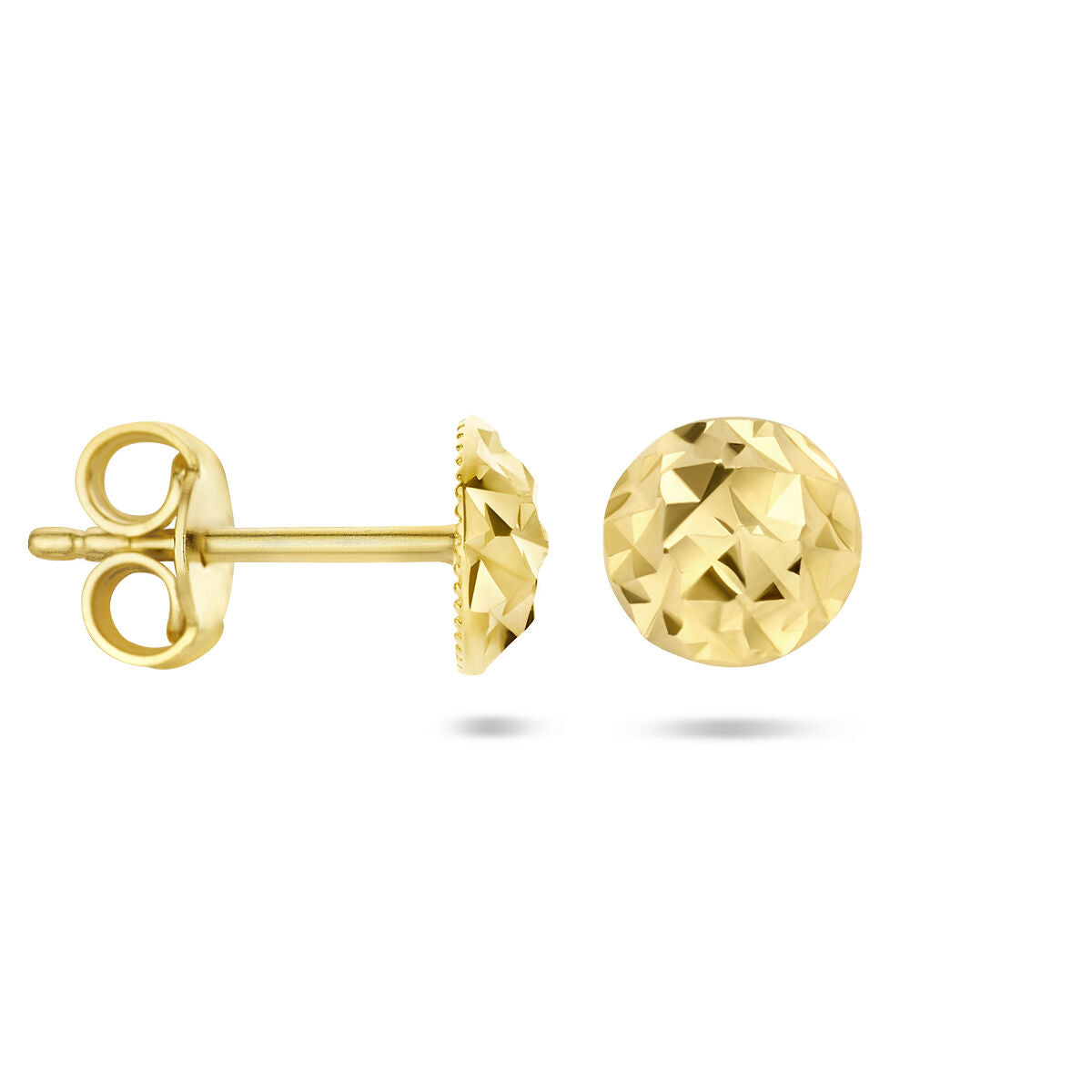 pendientes de botón diamantados en oro amarillo de 14K