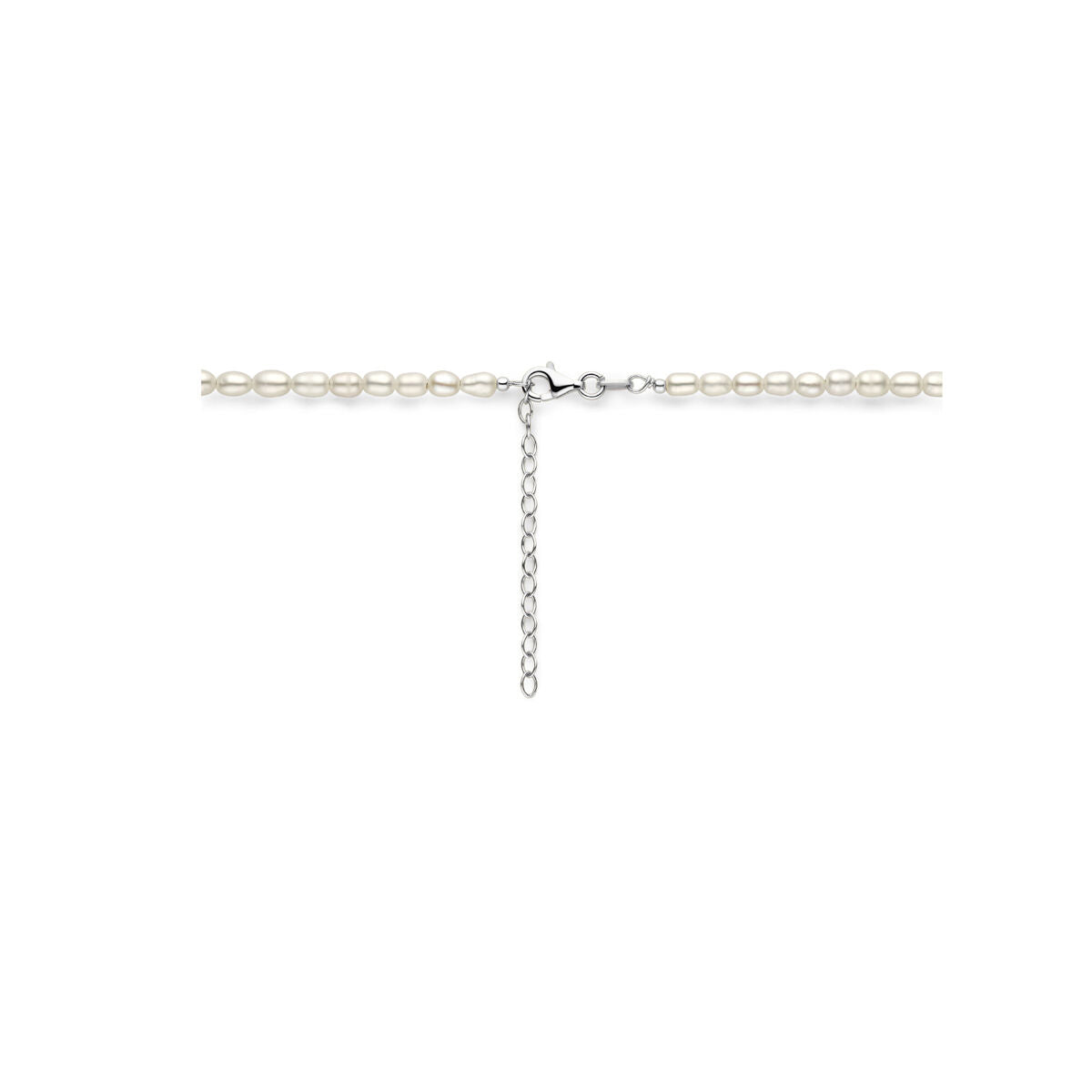 collar perla 3,8 mm 50 + 5 cm plata rodiado