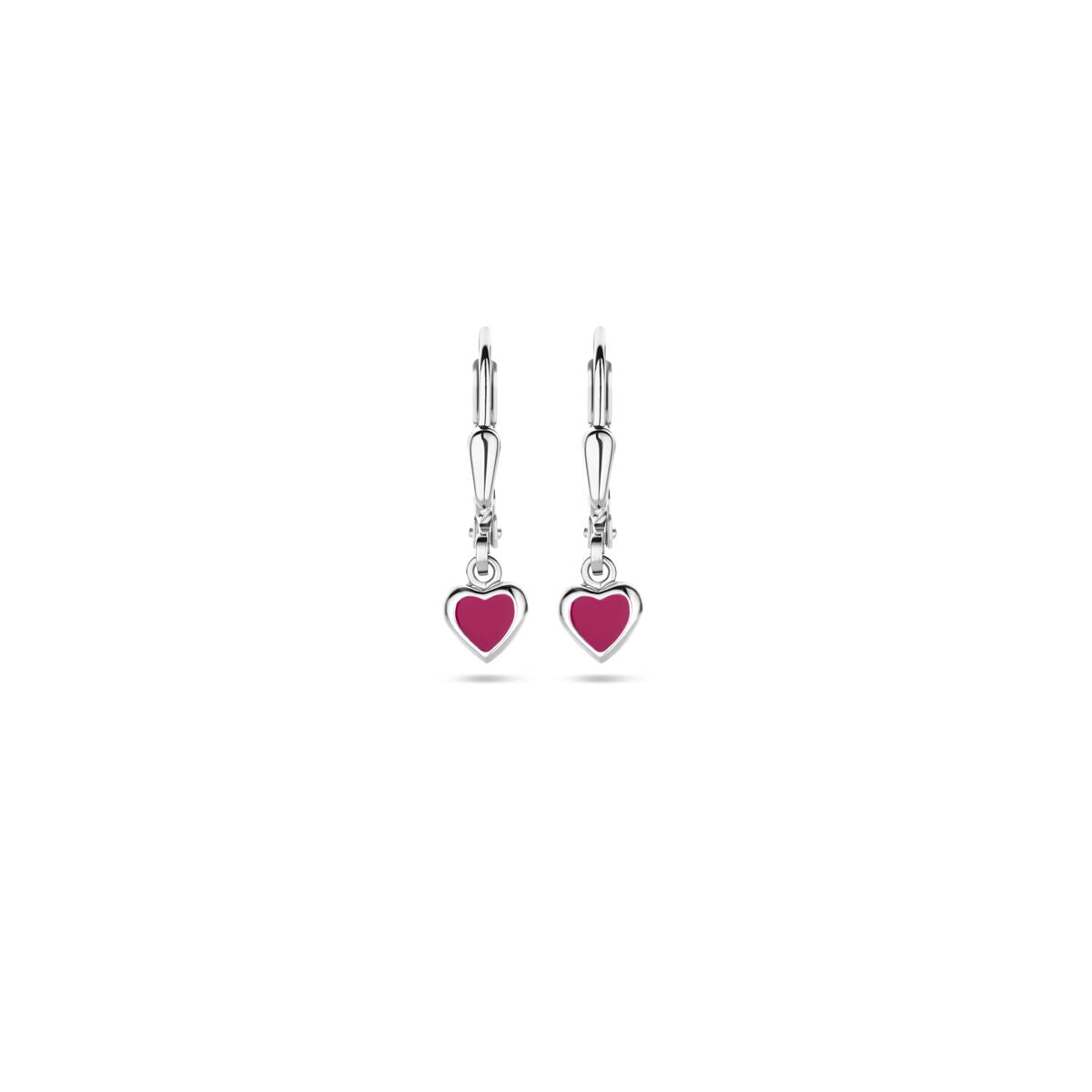 pendientes corazón esmalte rosa oscuro gancho brisur 19 mm plata rodiada