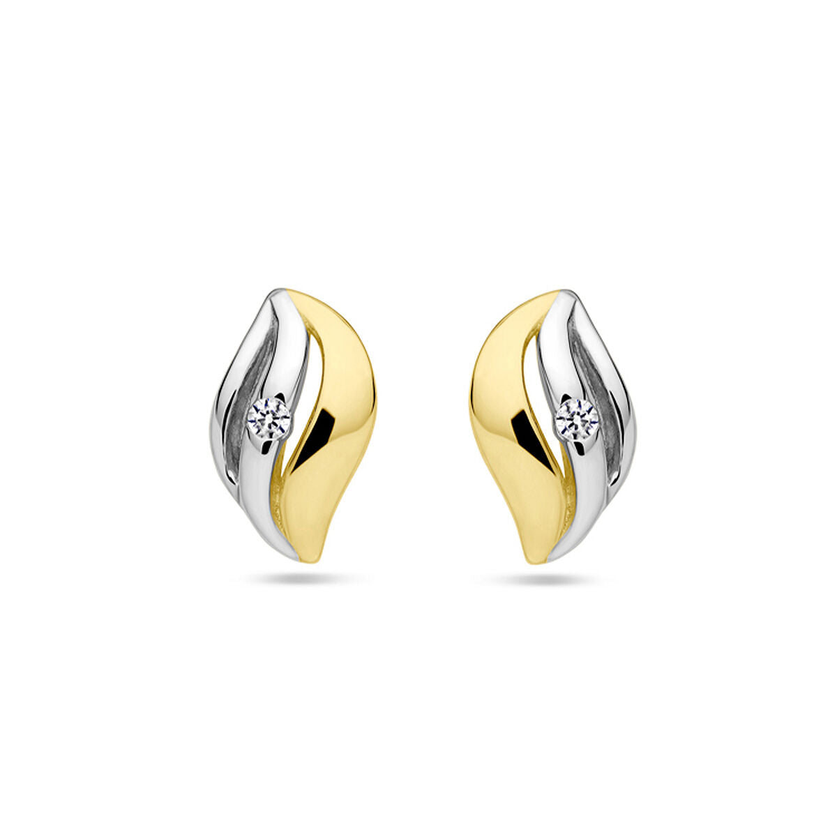 Pendientes de zircón en forma de hoja, con acabado en plata dorada y plateada.